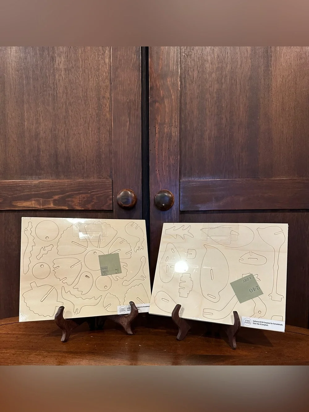 Set of 2 wooden puzzles • kids • toys • Owl and Flamingo • birds